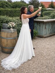 Lillian West 66240 – bohemian A-lijn trouwjurk met illusion hals, 4 uur gedragen