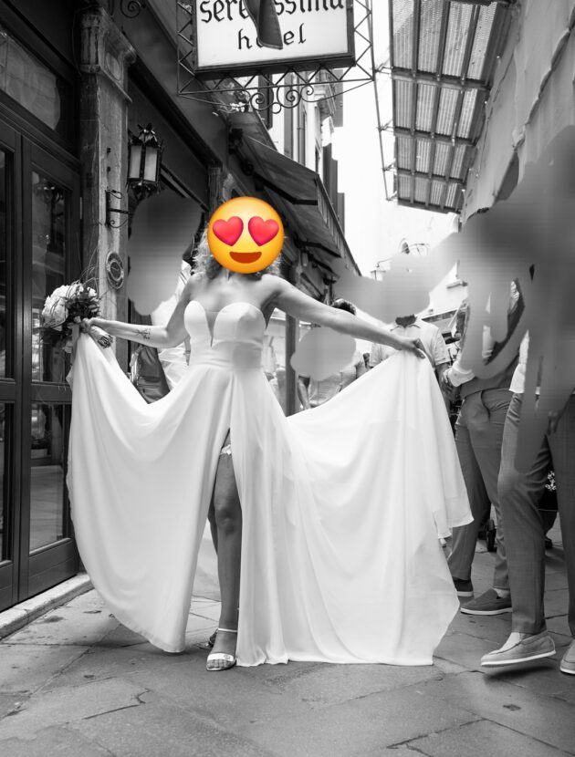 Trouwjurk silhouette Empire. merk Bianco even.to