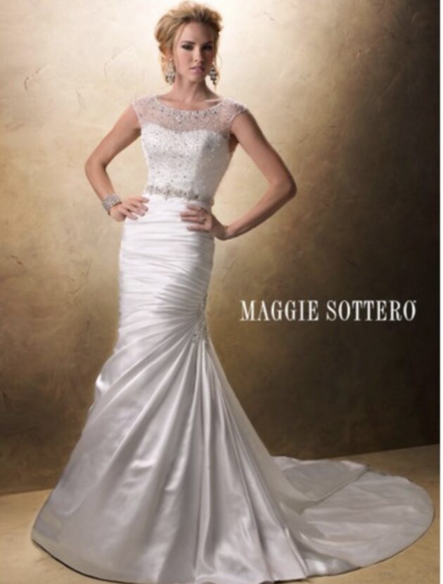 Satijnen trouwjurk van het merk Maggie Sottero