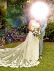 Bijzonder kanten trouwjurk Pronovias A-lijn