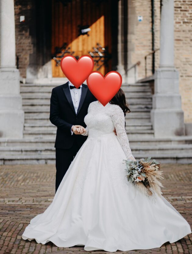 Prinses trouwen jurk met lange mouwen