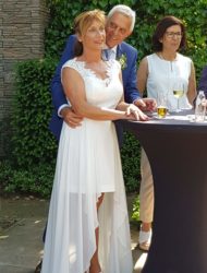 Prachtige trouwjurk kort/lang Linea Raffaelli mt 40 off white
